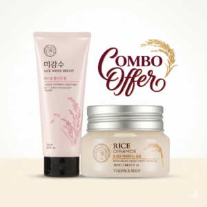 The Face Shop Rice Water Bright Cleanser & Rice Ceramide Moisture Cream Combo