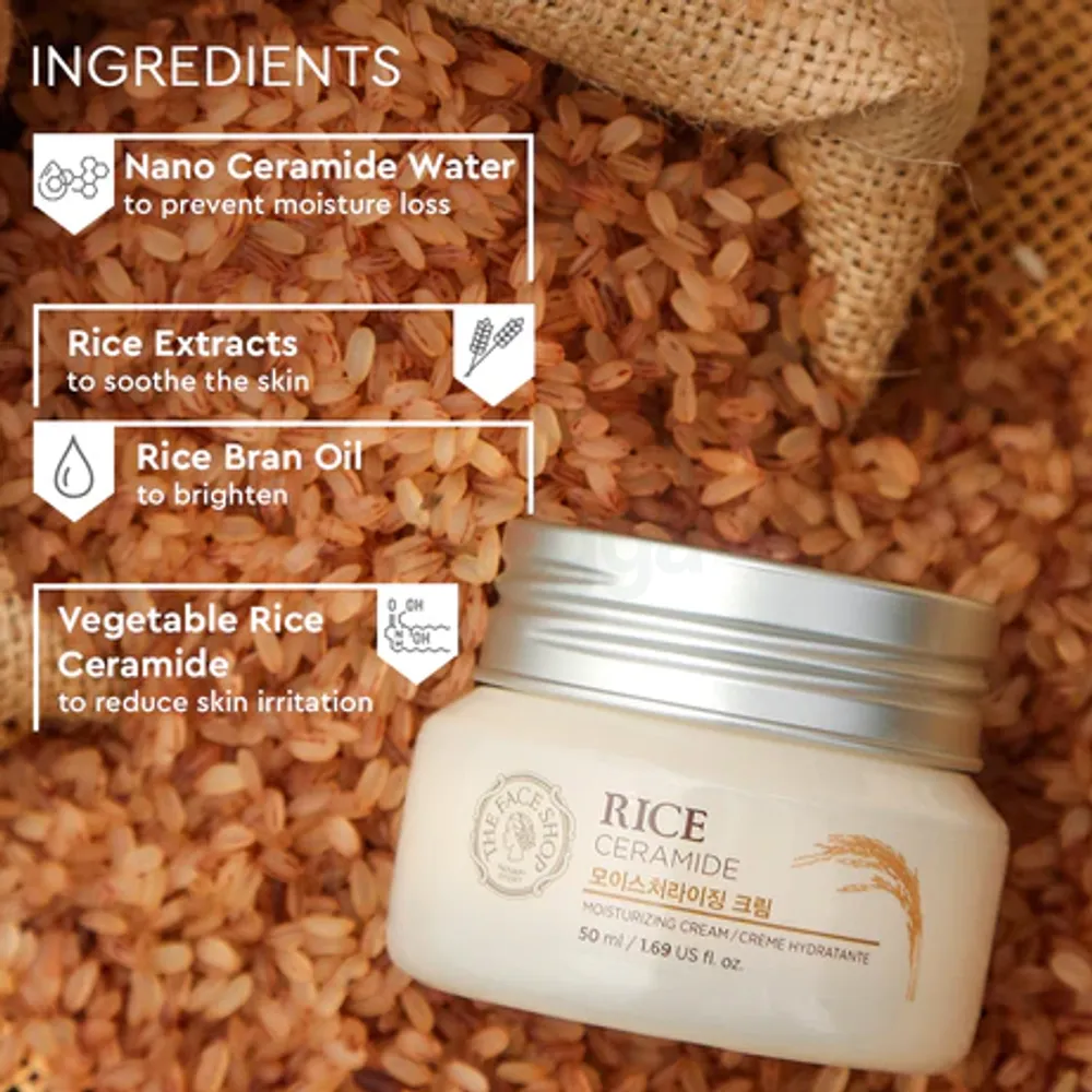 The Face Shop Rice & Ceramide Moisturizing Cream 50ml - Image 2